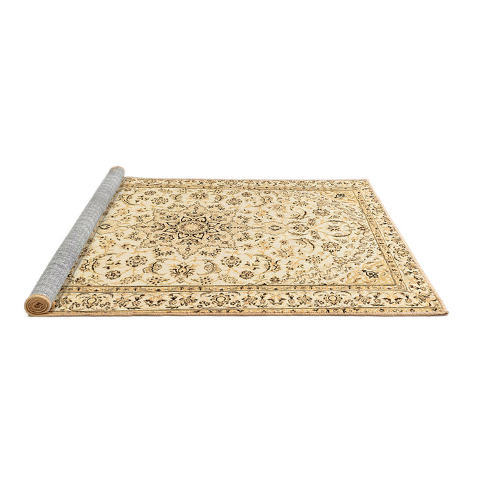 Sideview of Machine Washable Medallion Brown Traditional Rug, wshtr1583brn