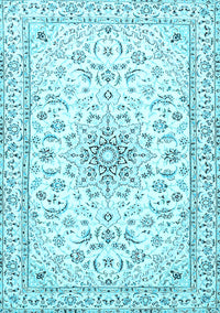 Medallion Light Blue Traditional Rug, tr1583lblu