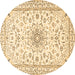 Round Medallion Brown Traditional Rug, tr1583brn