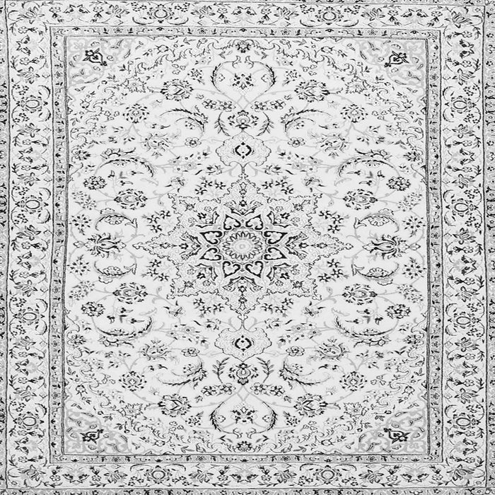 Round Machine Washable Medallion Gray Traditional Rug, wshtr1583gry