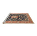 Sideview of Machine Washable Traditional Red Brown Rug, wshtr1584