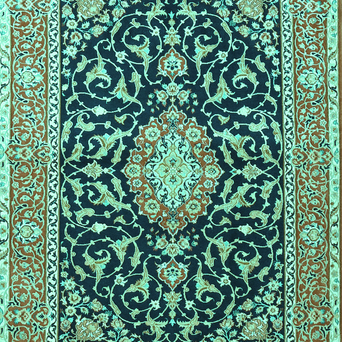 Machine Washable Medallion Turquoise Traditional Area Rugs, wshtr1584turq