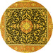 Round Medallion Yellow Traditional Rug, tr1584yw