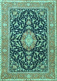 Medallion Turquoise Traditional Rug, tr1584turq