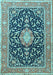 Medallion Light Blue Traditional Rug, tr1584lblu