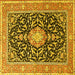 Square Medallion Yellow Traditional Rug, tr1584yw