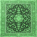 Square Medallion Emerald Green Traditional Rug, tr1584emgrn