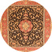 Square Medallion Orange Traditional Rug, tr1584org