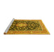 Sideview of Machine Washable Medallion Yellow Traditional Rug, wshtr1584yw