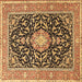 Square Medallion Brown Traditional Rug, tr1584brn