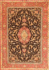 Medallion Orange Traditional Rug, tr1584org