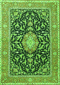 Medallion Green Traditional Rug, tr1584grn