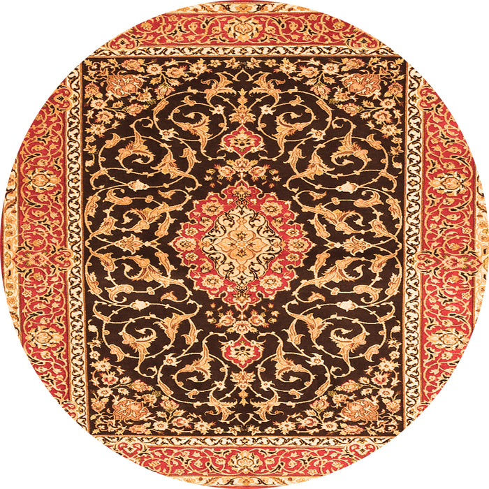 Machine Washable Medallion Orange Traditional Area Rugs, wshtr1584org