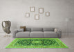 Machine Washable Medallion Green Traditional Area Rugs in a Living Room,, wshtr1584grn