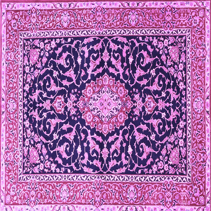 Square Machine Washable Medallion Purple Traditional Area Rugs, wshtr1584pur