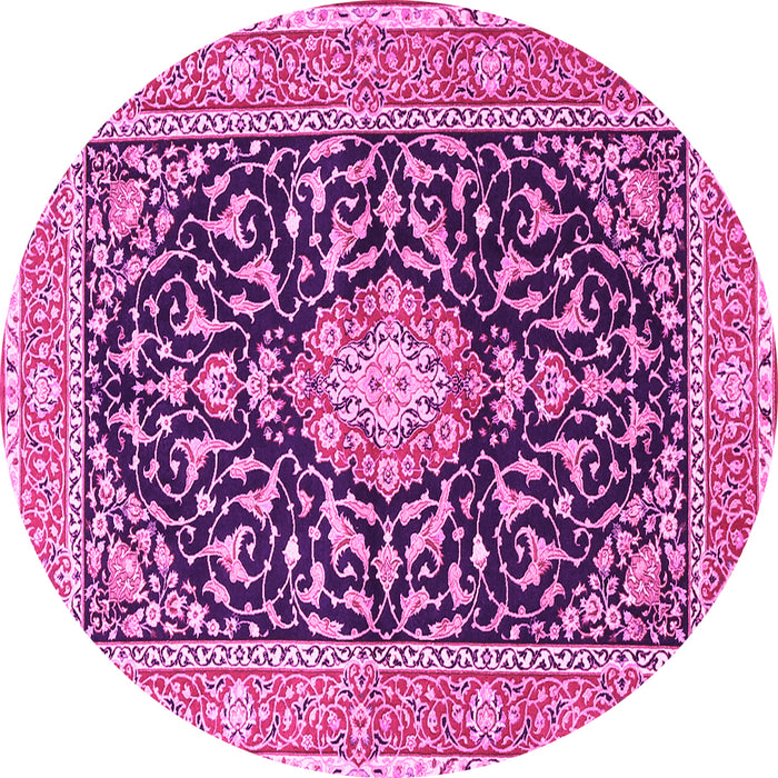 Round Medallion Pink Traditional Rug, tr1584pnk