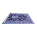 Sideview of Machine Washable Medallion Blue Traditional Rug, wshtr1584blu