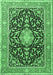 Machine Washable Medallion Emerald Green Traditional Area Rugs, wshtr1584emgrn