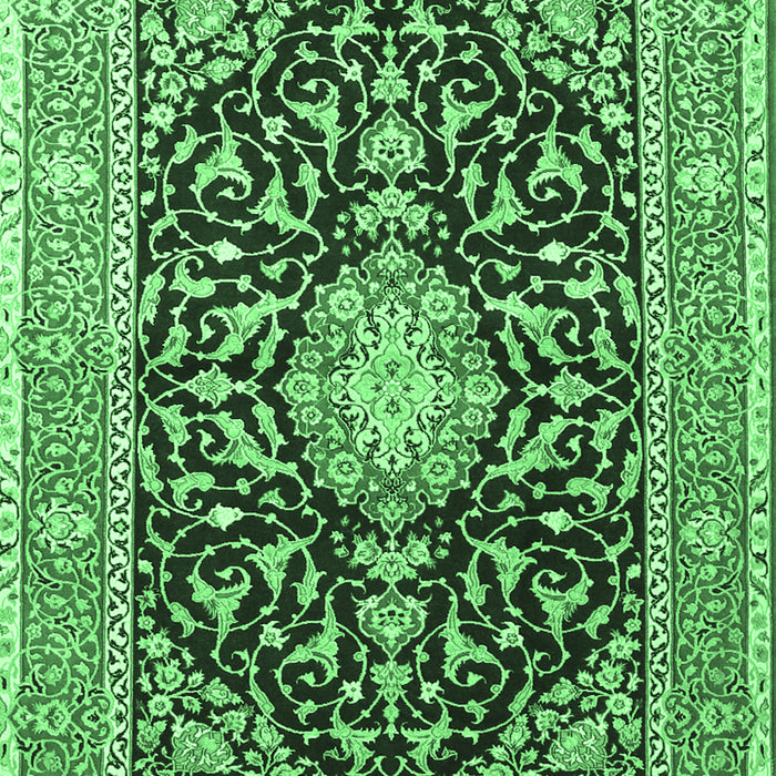 Machine Washable Medallion Emerald Green Traditional Area Rugs, wshtr1584emgrn