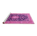 Sideview of Machine Washable Medallion Pink Traditional Rug, wshtr1584pnk