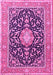 Machine Washable Medallion Pink Traditional Rug, wshtr1584pnk