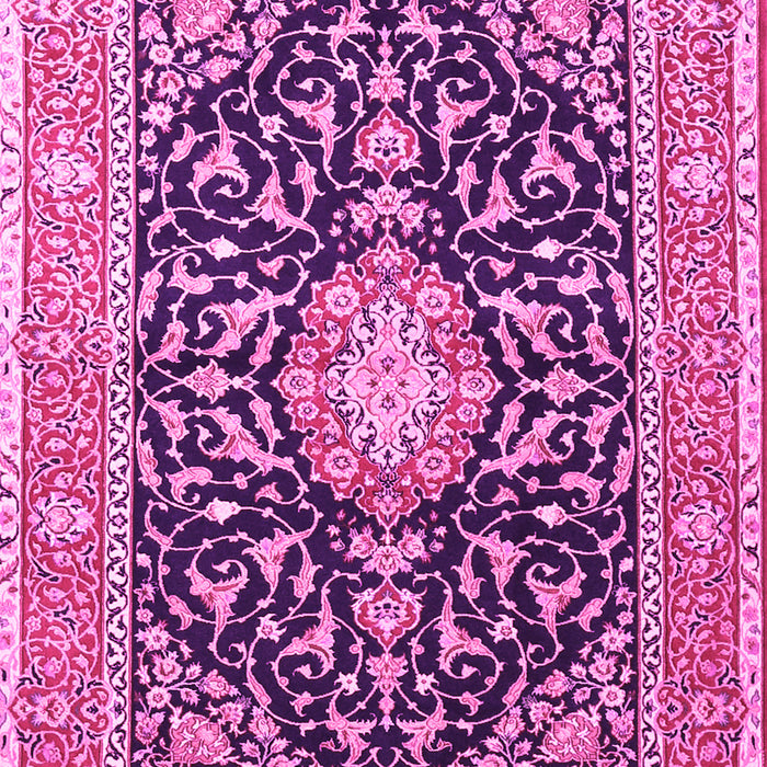 Machine Washable Medallion Pink Traditional Rug, wshtr1584pnk