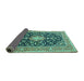 Sideview of Medallion Turquoise Traditional Rug, tr1584turq