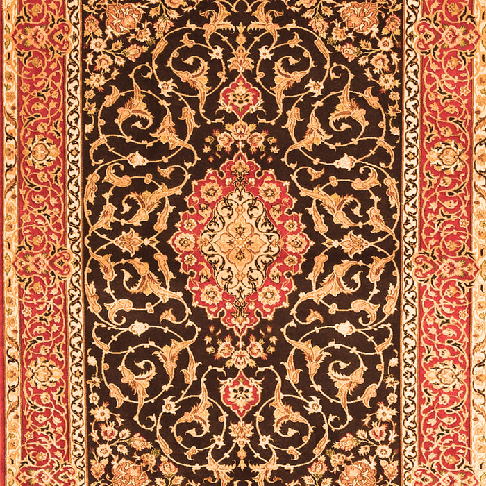 Serging Thickness of Machine Washable Medallion Orange Traditional Area Rugs, wshtr1584org