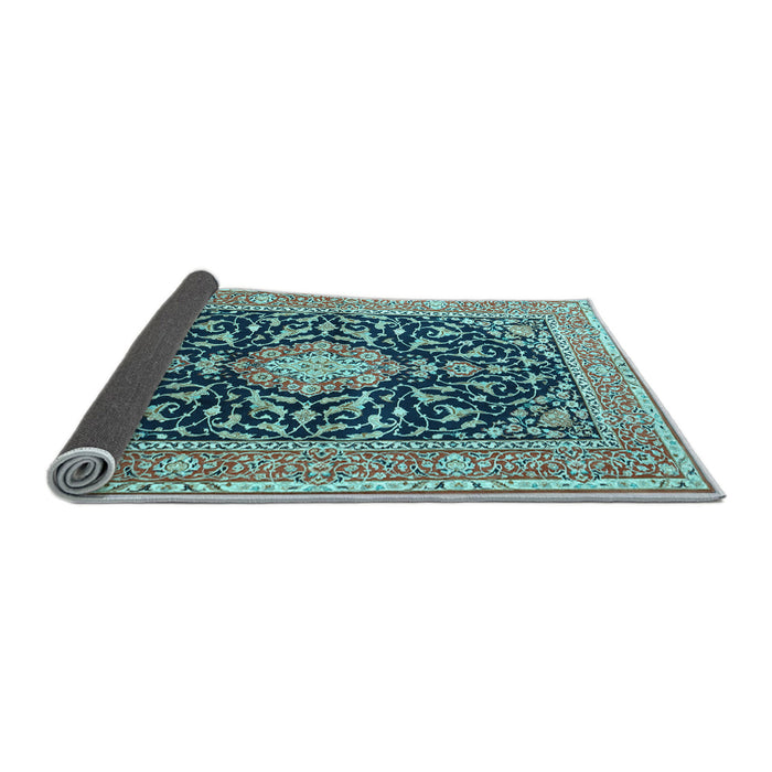 Sideview of Medallion Light Blue Traditional Rug, tr1584lblu