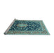 Sideview of Machine Washable Medallion Light Blue Traditional Rug, wshtr1584lblu