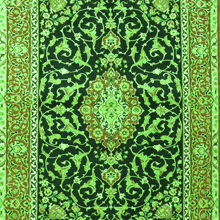 Serging Thickness of Machine Washable Medallion Green Traditional Area Rugs, wshtr1584grn