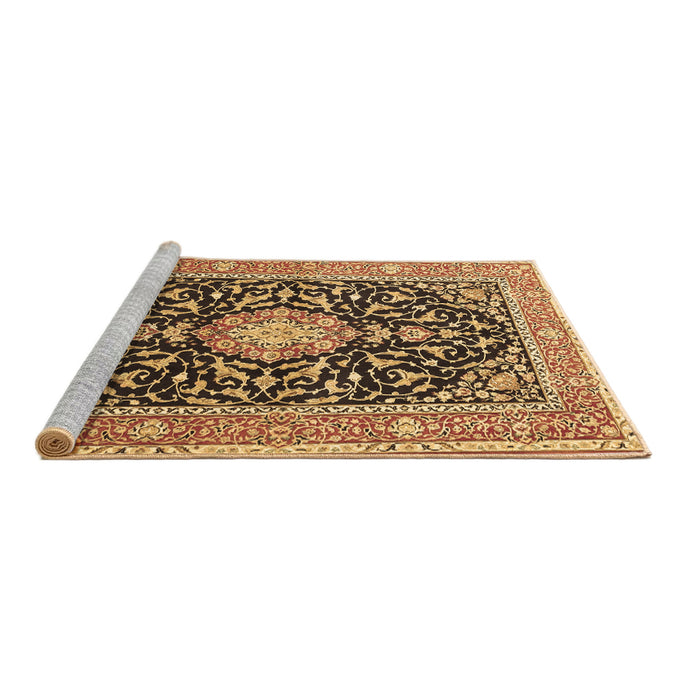 Sideview of Machine Washable Medallion Brown Traditional Rug, wshtr1584brn