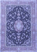 Machine Washable Medallion Blue Traditional Rug, wshtr1584blu