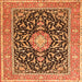 Serging Thickness of Medallion Orange Traditional Rug, tr1584org