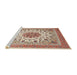 Sideview of Machine Washable Traditional Deep Peach Orange Rug, wshtr1585