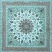 Square Medallion Light Blue Traditional Rug, tr1585lblu