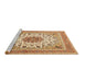 Sideview of Machine Washable Medallion Brown Traditional Rug, wshtr1585brn