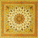 Square Medallion Yellow Traditional Rug, tr1585yw