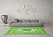 Machine Washable Medallion Green Traditional Area Rugs in a Living Room,, wshtr1585grn