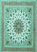 Machine Washable Medallion Turquoise Traditional Area Rugs, wshtr1585turq
