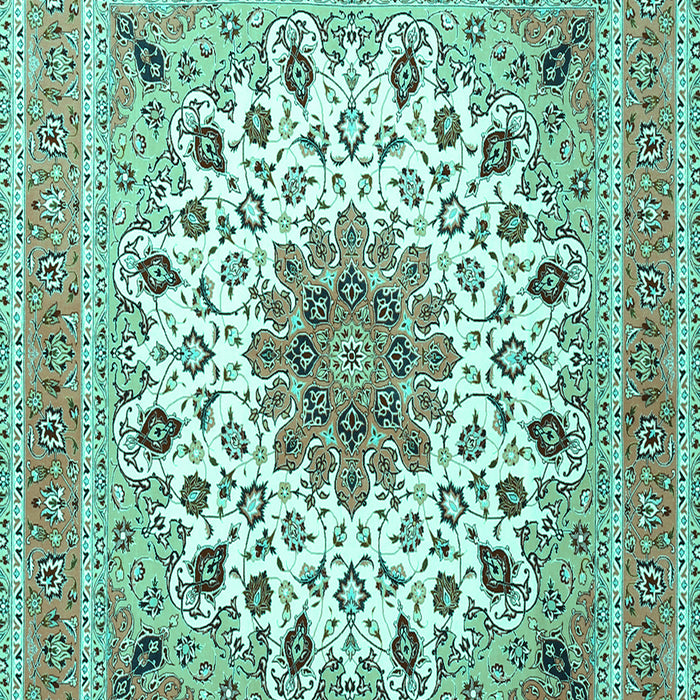 Machine Washable Medallion Turquoise Traditional Area Rugs, wshtr1585turq