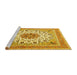 Sideview of Machine Washable Medallion Yellow Traditional Rug, wshtr1585yw