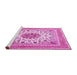 Sideview of Machine Washable Medallion Pink Traditional Rug, wshtr1585pnk