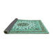 Sideview of Medallion Turquoise Traditional Rug, tr1585turq