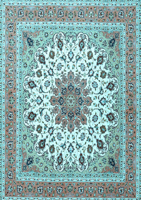 Medallion Light Blue Traditional Rug, tr1585lblu