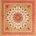 Serging Thickness of Medallion Orange Traditional Rug, tr1585org