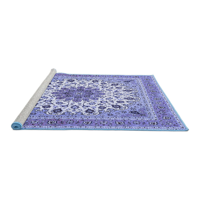 Sideview of Machine Washable Medallion Blue Traditional Rug, wshtr1585blu