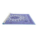 Sideview of Machine Washable Medallion Blue Traditional Rug, wshtr1585blu