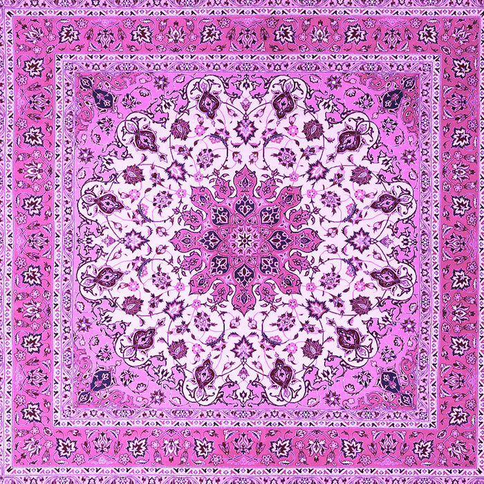 Square Machine Washable Medallion Purple Traditional Area Rugs, wshtr1585pur
