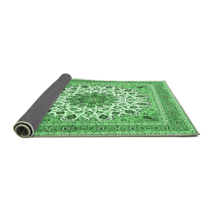 Sideview of Medallion Emerald Green Traditional Rug, tr1585emgrn